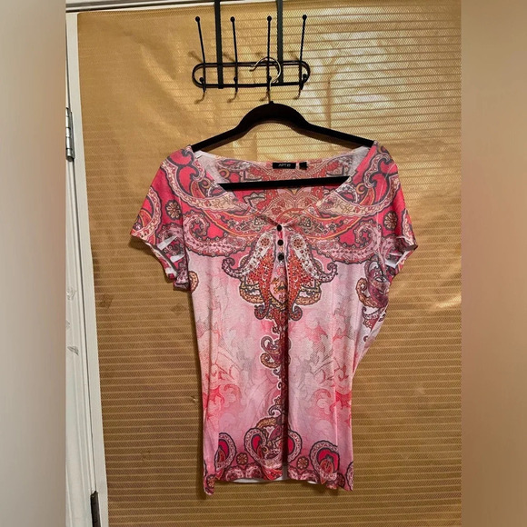 APT 9~ BOHO PULLOVER~ PINK BLOUSE~DECORATIVE~XL - Picture 3 of 8